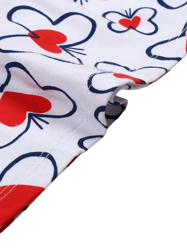 Girls Medium Red Printed Dress with Panties image number 4